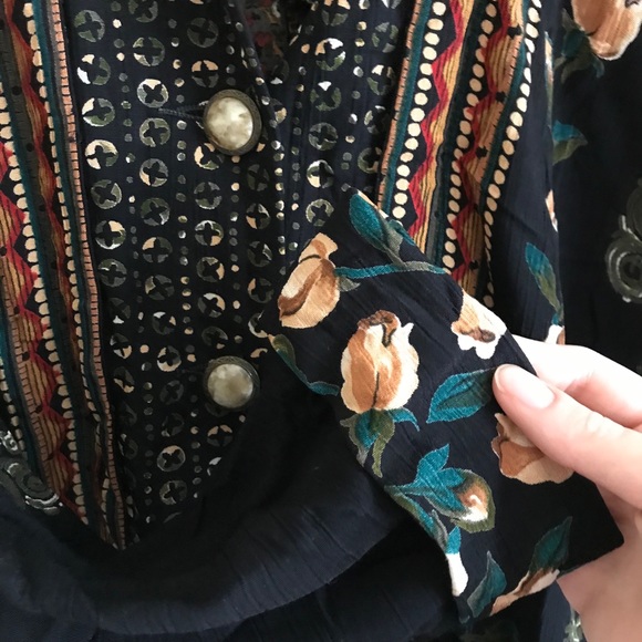 VINTAGE 90s Floral Boho Jacket Top - Picture 7 of 9